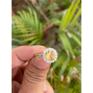 925 Silver Natural Citrine Crystal Ring - Product Image 3