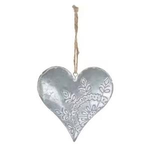 Vintage Style Small Metal Hanging <b>Heart</b> <b>Black</b> White Flowers Vintage Festive Party Christmas Decorations - Product Image 5