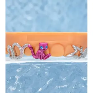 Grilles dentaires personnalisées unisexes, couleur pleine, écran large, personnalisables, argent 925, fermoir sécurisé, protection faciale, diamants taille émeraude VVS - Product Image 2