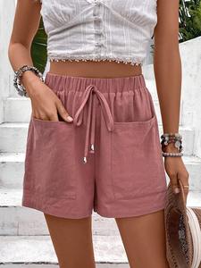 Trendy Style Solid Color Elastic Casual Fashionable Polyester/Nylon Breathable Skinny Fit High Quality High <b>Shorts</b> for Women - Product Image 5