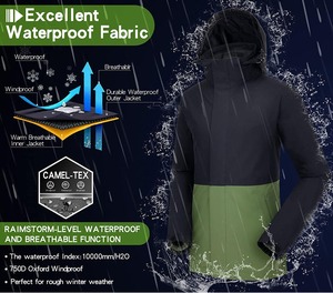 Abrigo de invierno para hombre, chaqueta de esquí al aire libre impermeable para deportes de montaña, forro polar cálido, lona, cierre de cremallera, bolsillo frontal - Product Image 6