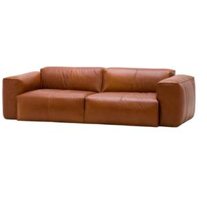 Modern Brown PU Leather Three <b>Seat</b> Sofa with Inflatable Design Durable Foam Filling for Living Room School & Park Use - Product Image 3