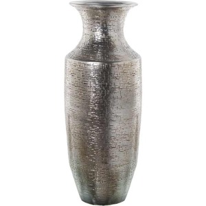 Florero de piso de metal de calidad duradera con acabado plateado Nueva maceta en estilo costero Florero de hierro - Product Image 4