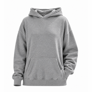 Unisex Oversized Hooded <b>Sweatshirt</b> Solid Heather <b>Grey</b> Cotton Fleece Casual Hoodie Pocket Design Regular Sleeve Eco-Friendly - Product Image 1