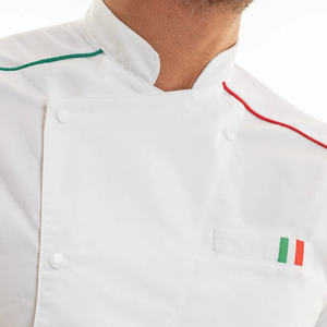 Manteau <span class=keywords><strong>de</strong></span> chef pour hommes <span class=keywords><strong>pas</strong></span> <span class=keywords><strong>cher</strong></span> personnalisé 100% coton nouveau blanc à manches courtes imperméable restaurant <span class=keywords><strong>cuisine</strong></span> travail porter - Product Image 3