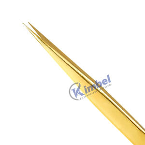 Pince à épiler incurvée pour extension de cils en forme de F à prise parfaite couleur or personnalisée professionnelle de marque privée - Product Image 4