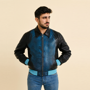 Blouson aviateur en cuir d'agneau véritable de haute qualité pour homme, grande taille, fermeture éclair, coupe ajustée, vintage, hiver, imperméable, coton épais - Product Image 1