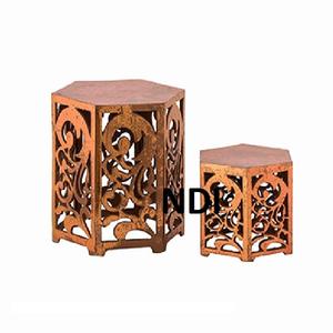Hammered Design Copper Plated Decorative Cup <b>Cake</b> <b>Server</b> Stand With Marble Top Set Of Three For Hotel Tableware Decoration Usage - Product Image 6