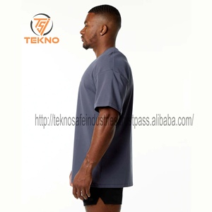 Camiseta extragrande con hombros caídos de algodón 100% de peso pesado personalizada para hombre, de punto de alta calidad, transpirable, ligero, cuello redondo, largo sólido - Product Image 2