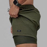 Shorts de compression légers, de haute qualité, solides, à séchage rapide et respirants pour hommes - 5 pouces, taille élastique en polyester, 2-en-1 pour l'entraînement et la gym