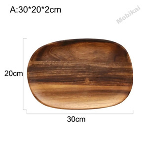 Juego de platos para servir con grabado de madera de acacia ecológico clásico, diseño rectangular de 5 piezas para ocasiones de fiesta - Product Image 4