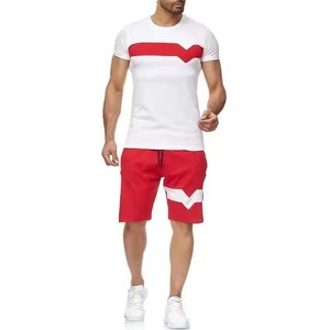 Ensemble de vêtements de sport en coton unisexe 220gsm vente en gros de jogging à manches courtes personnalisé été uni couleur unie hommes grande taille doux - Product Image 4