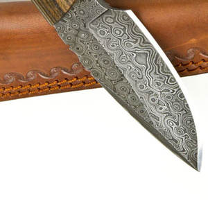 Cuchillo japonés hecho a mano con punta de Clip, hoja de acero inoxidable Damasco, hoja de madera para acampar, 12 pulgadas, personalizable, bricolaje - Product Image 6