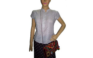 Pochette en coton brodé Banjara bohème faite à la main grande capacité miroir vintage travail fermeture éclair portable pour les mariages festifs - Product Image 6