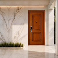 Porte en bois à panneau carré en chêne doré, simple entrée, pour l'entrée principale de la maison