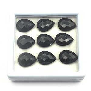 Briolette de pera de ónix negro natural, cabujones sueltos cortados, piedras preciosas para la fabricación de joyas - Product Image 4