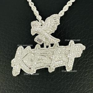 จี้ตัวอักษรชุบโรเดียมสไตล์ฮิปฮอปแบบยูนิเซ็กซ์ ประดับเพชรโมอิสซาไนต์ VVS เกรดพรีเมียม เงินแท้ 925 - Product Image 3