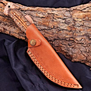 Acero de Damasco forjado a mano hoja fija Camping caza supervivencia cuchillo OEM compatible hoja fija Camping cuchillo grado Industrial - Product Image 5