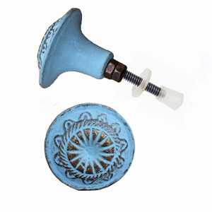 Haute qualité marocain gravé en détresse Aqua céramique tiroir armoire poignée tire en fonte pour armoire de chambre industrielle - Product Image 2