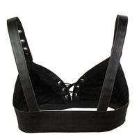 Cuir noir et coton à lacets Push Up Bralet femmes Sexy Corsets gothique Punk soutien-gorge Lingerie boîte de nuit fête haut court