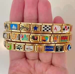 Ý vàng-mạ thép không gỉ quyến rũ bezel thiết lập DJ1373-C liên kết quyến rũ Zircon Inlay quyến rũ thời trang - Product Image 3