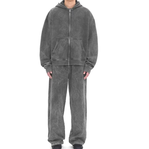 Custom Logo Unisex Tracksuit Hoodie and Sweatpants Set Streetwear Zipper or Pullover Style Winter Fleece Sportswear - Product Image 3