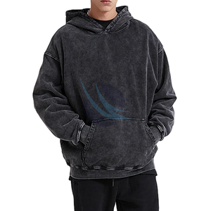 Sweats à capuche délavés à l'acide pour hommes pull-over vintage sweat-shirt surdimensionné Streetwear style polaire tenue décontracté vêtements de mode d'hiver - Product Image 4