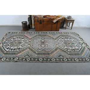 Alfombra de 5.1x9.4 pies, Alfombra Turca Vintage Grande, Alfombra de Lana Azul - Product Image 3