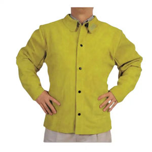 Chaqueta de soldadura de cuero de vaca, ropa de trabajo protectora, chaqueta de soldadura resistente al fuego, ropa de seguridad de soldadura de cuero dividido - Product Image 6