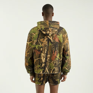 Cotton <b>Camo</b> Stylish Mens <b>Shorts</b> Sets OEM Oversized Design Breathable Baggy Fit Hoodie Set - Product Image 2