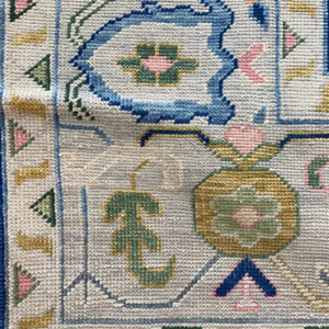 Oshak พรมปูพื้น9x12ทันสมัยมีลวดลายเป็นนามธรรมสีฟ้าอ่อนงาช้างสีเขียวอ่อนพรมตุรกีขนสัตว์ขนาดใหญ่8x10สำหรับห้องนอน - Product Image 1