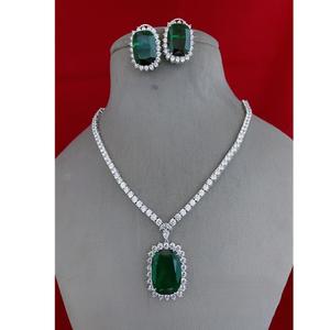 Trendy Best Quality CZ <b>Silver</b> Finish Pendent <b>Set</b> With <b>Earrings</b> For Wedding <b>And</b> Party Wear Collection For Women Girls - Product Image 1