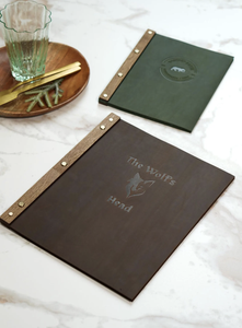 Custom PU Leather Menu Notepad Detachable Tear Off Ruled <b>Memo</b> <b>Pad</b> Black Cover Wooden Edge for Hotel Restaurant - Product Image 6