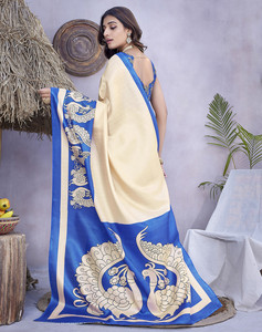 ส่าหรีผ้าไหมศิลปะสำหรับผู้หญิงที่มีการพิมพ์การออกแบบและเสื้อชิ้นนุ่มสบาย Saree สำหรับสำนักงานในชีวิตประจำวันและฟังก์ชั่นขนาดเล็ก - Product Image 3