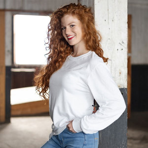 Respirant personnalisé femme manches longues t-shirts Logo impression conception col rond femmes T-Shirt - Product Image 2