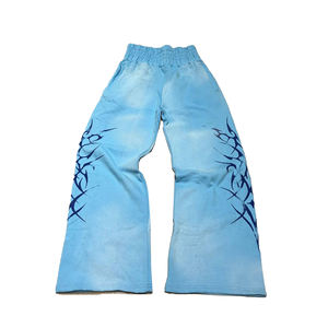 Pantalones Holgados para Hombre al por Mayor, Cintura Media, Ligeros, Desgastados, con Bordado y Parches, Pantalones Deportivos Acampanados, 100% Algodón - Product Image 1