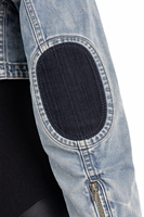 Veste en jean courte pour femme, nouvelle collection printemps-été-automne 2025, fermeture éclair, patchwork