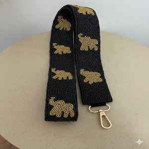 Sangle de sac à main personnalisée avec motif d'éléphant en perles, ceinture faite à la main, sac à main pour collège, sac à bandoulière, sangle de sac à main en perles de graines pour stade - Product Image 1