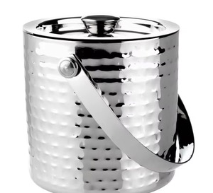 Seau à glace battu à la main avec couvercle et poignée Isolation à double paroi pour bar, fête et divertissement à la maison - Product Image 4