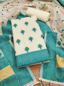 NOUVEAU COSTUME SALWAR TISSÉ EN COTON PURE HANDLOOM BANARASI RESHAM - Product Image 2