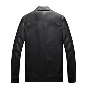 Abrigo de cuero Chaqueta de cuero Pu Abrigo de motocicleta Logotipo personalizado Otra tela Solapa de hombre Nuevo 2024 Otoño Chaqueta de mediana edad para hombres - Product Image 3