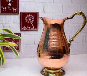 Copper Water Curved Jug Traditional Design 100% pure copper - Product Image 2