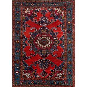 Aalam Large Area Hand Knotted <b>Wool</b> Rugs <b>Red</b> Orange Medallion Abstract Rectangle for Home-Patk-44 for Entryway Hallway 9x12" - Product Image 1
