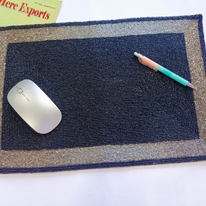 Hạt màu đen và trắng hình chữ nhật placemat mềm placemat thủ công đính cườm placemat cho bộ đồ ăn và bàn ăn - Product Image 3