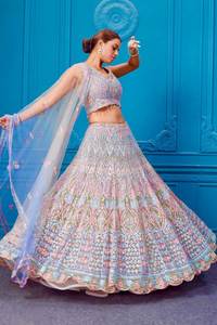 Offre aux grossistes des lahenga choli de haute qualité, au design coloré, en tissu filet lourd et doux, personnalisé, confortable et tendance, pour femmes ou mariées - Product Image 2