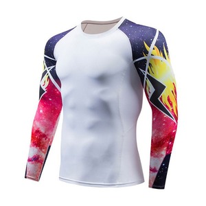 Meilleure vente Hommes MMA Rash Guard BJJ Manches longues Tissu à séchage rapide Spandex Polyester Respirant Élégant Workout Fitness Wear - Product Image 4