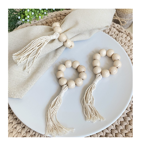 Porte-rond de serviette en perles de bois personnalisé artisanat populaire nouveauté anneau de serviette en perles de bois fait à la main - Product Image 6