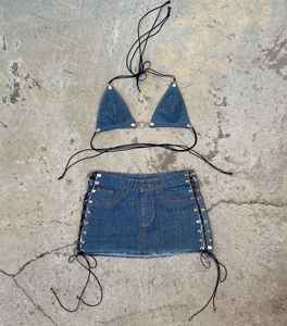 Channel Ready to Ship 2 Piece Casual <b>Short</b> Sleeve Boxy Shirt Tops and <b>Shorts</b> Lounge Sets Outfits 2025 Summer Denim Set for <b>Women</b> - Product Image 1