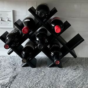 Support créatif de stockage de vin en bois massif pour la décoration de la maison de cuisine table à manger champagne vin présentoir support bar en gros - Product Image 3