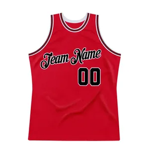 Uniforme de Baloncesto Personalizado Rojo sin Mangas, Malla Transpirable, con Nombre y Número, para Adultos - Product Image 3
